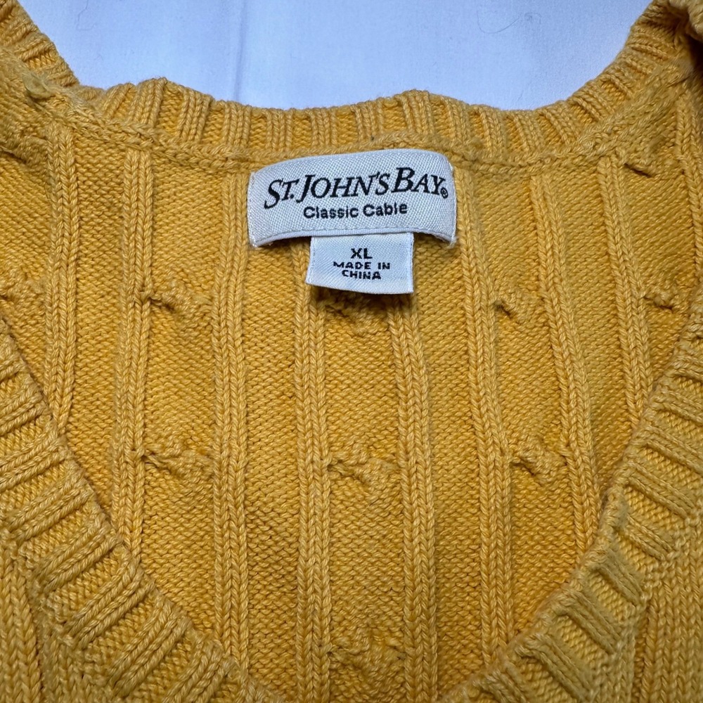Vintage St. John's Bay Cable Knit V-neck Sweater Women's XL Y2K Vintage Preppy - Picture 2 of 7